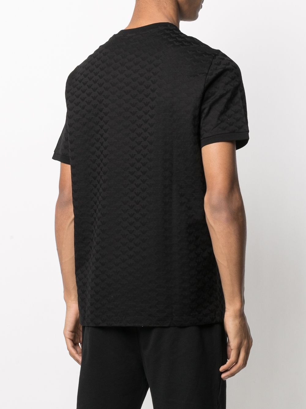 Emporio Armani Mercerised-jersey T-shirt with all-over jacquard eagle Emporio Armani