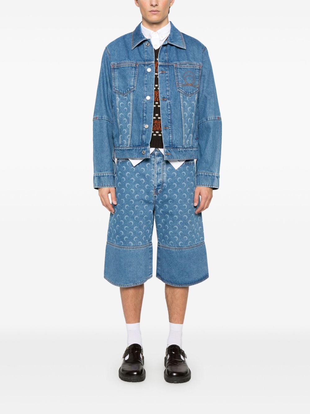 Marine Serre crescent moon-print denim jacket Marine Serre