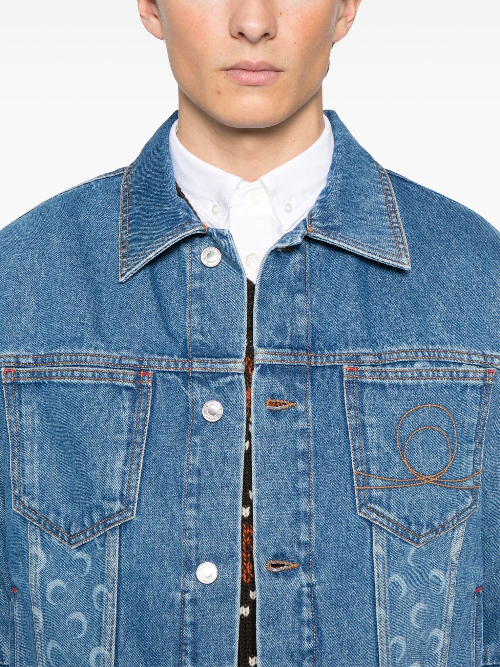 Marine Serre crescent moon-print denim jacket Marine Serre