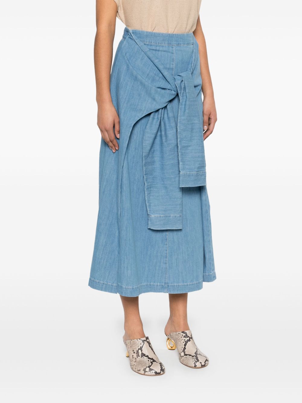 Fabiana Filippi long denim skirt with knot detail - Gallerias