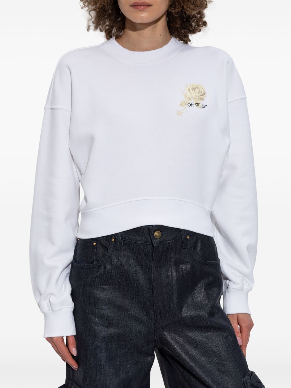 Off White logo-print cropped sweatshirt Off White