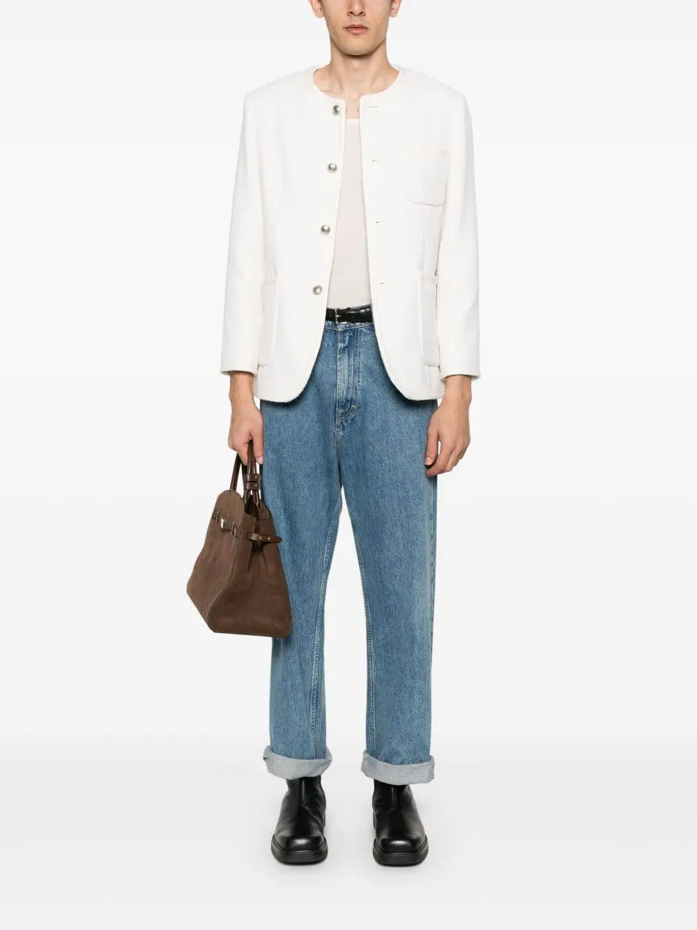 Dunst Collarless Oversized Tweed Jacket Dunst