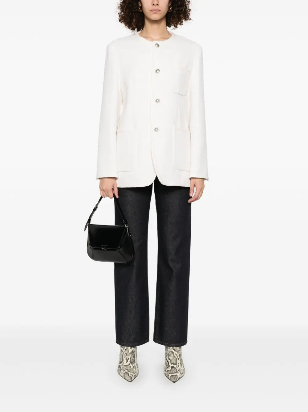 Dunst Collarless Oversized Tweed Jacket Dunst