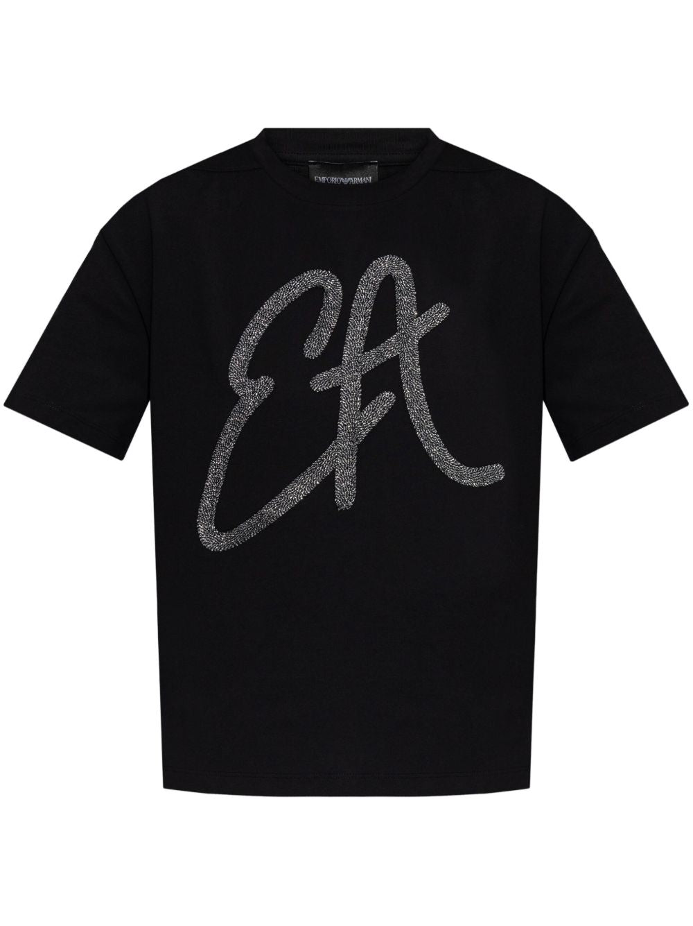 Emporio Armani Cotton-jersey T-shirt with oversized lurex logo Emporio Armani