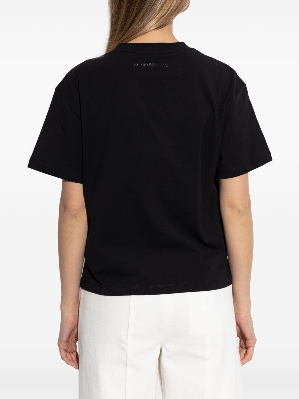 Emporio Armani Cotton-jersey T-shirt with oversized lurex logo Emporio Armani
