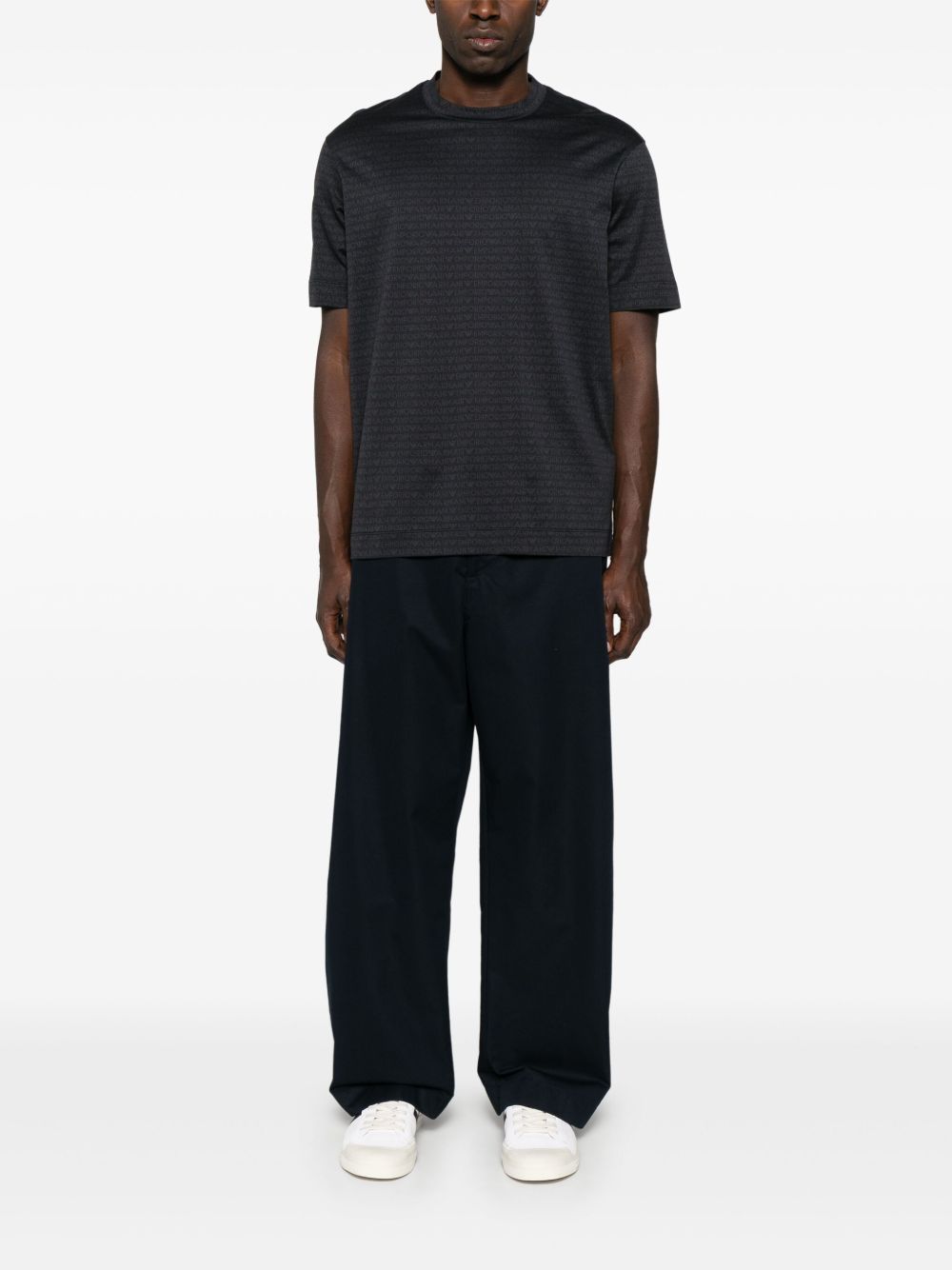 Emporio Armani jersey T-shirt with all-over flocked logo lettering Emporio Armani