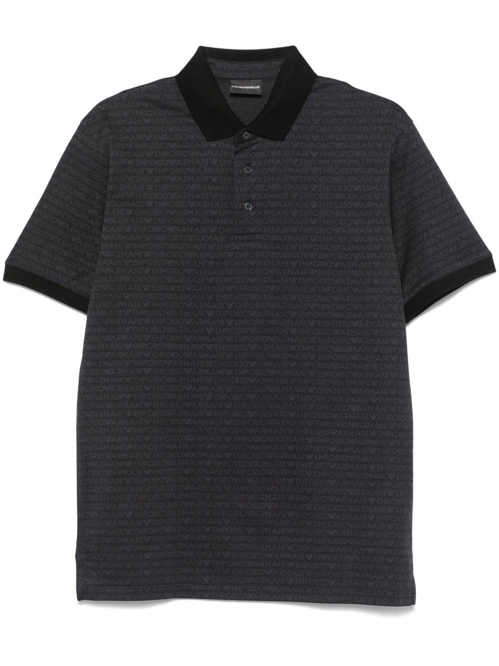 Emporio Armani jersey polo shirt with all-over jacquard lettering Emporio Armani