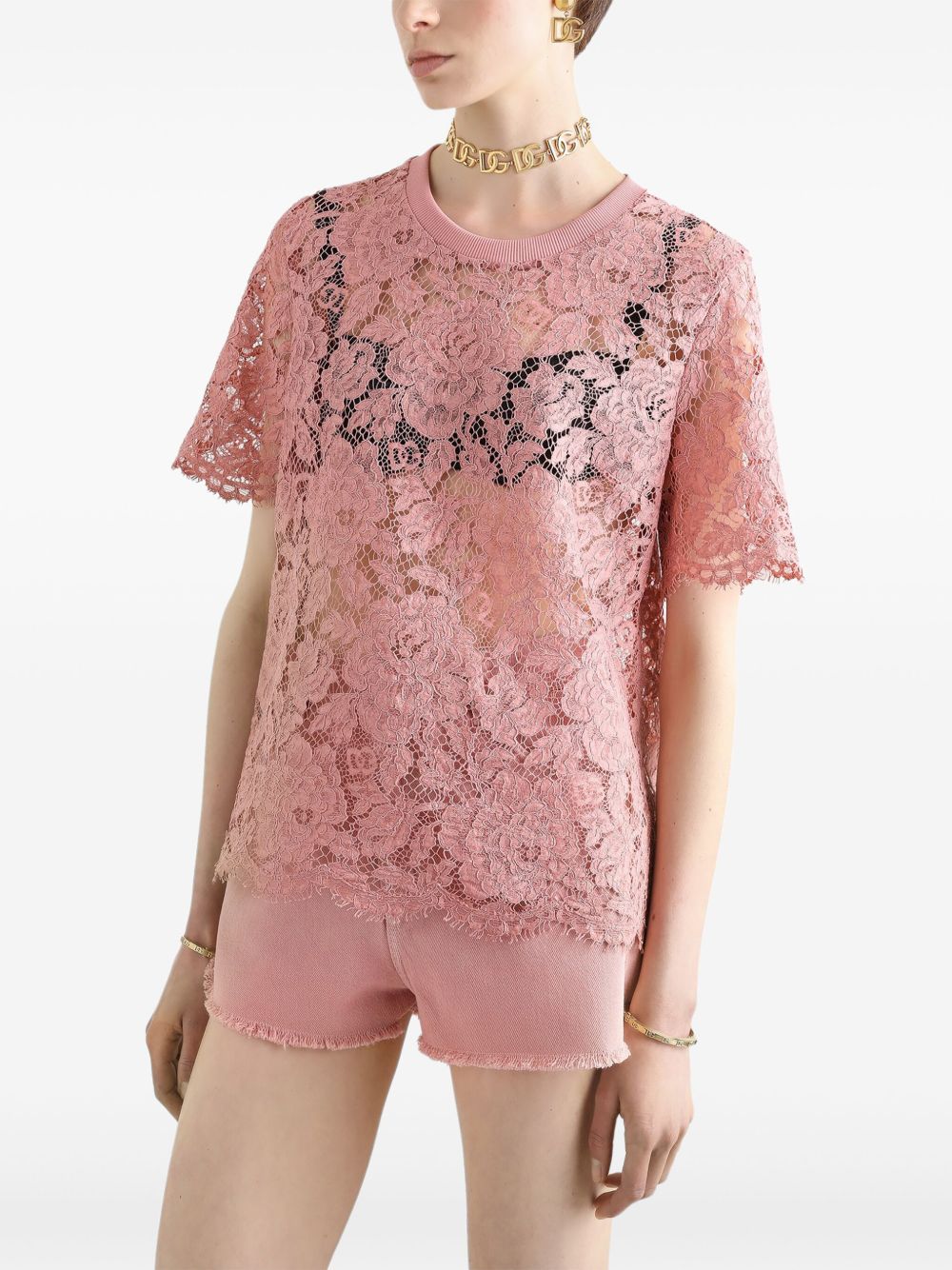 Dolce & Gabbana corded lace short sleeved T-shirt Dolce & Gabbana