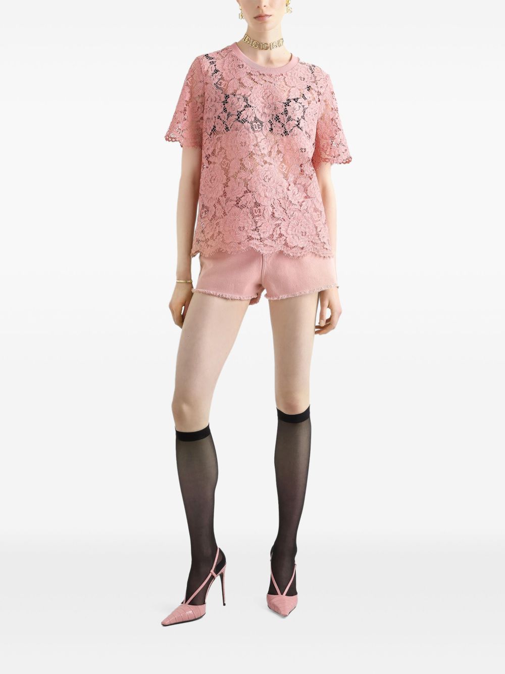 Dolce & Gabbana corded lace short sleeved T-shirt Dolce & Gabbana