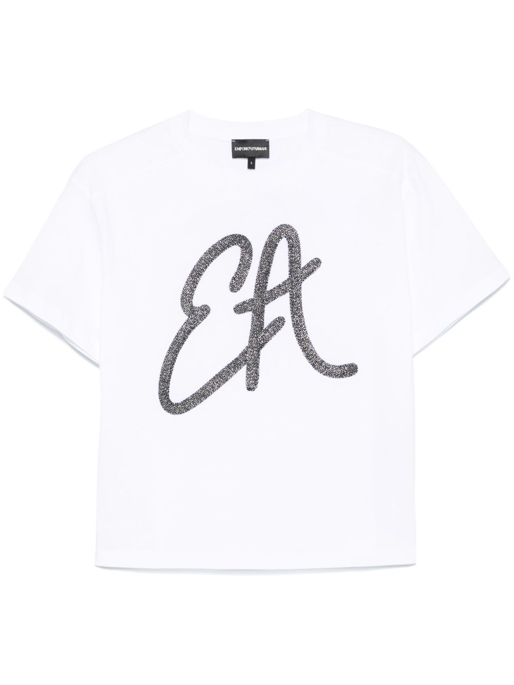 Emporio Armani Cotton jersey T-shirt with maxi lurex logo Emporio Armani
