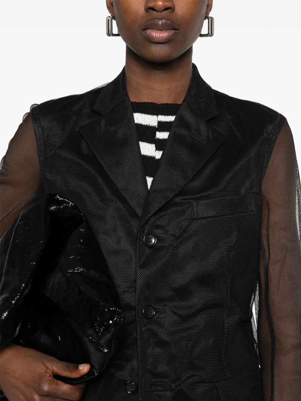 Comme Des Garcons Mesh-overlay coat Comme Des Garcons