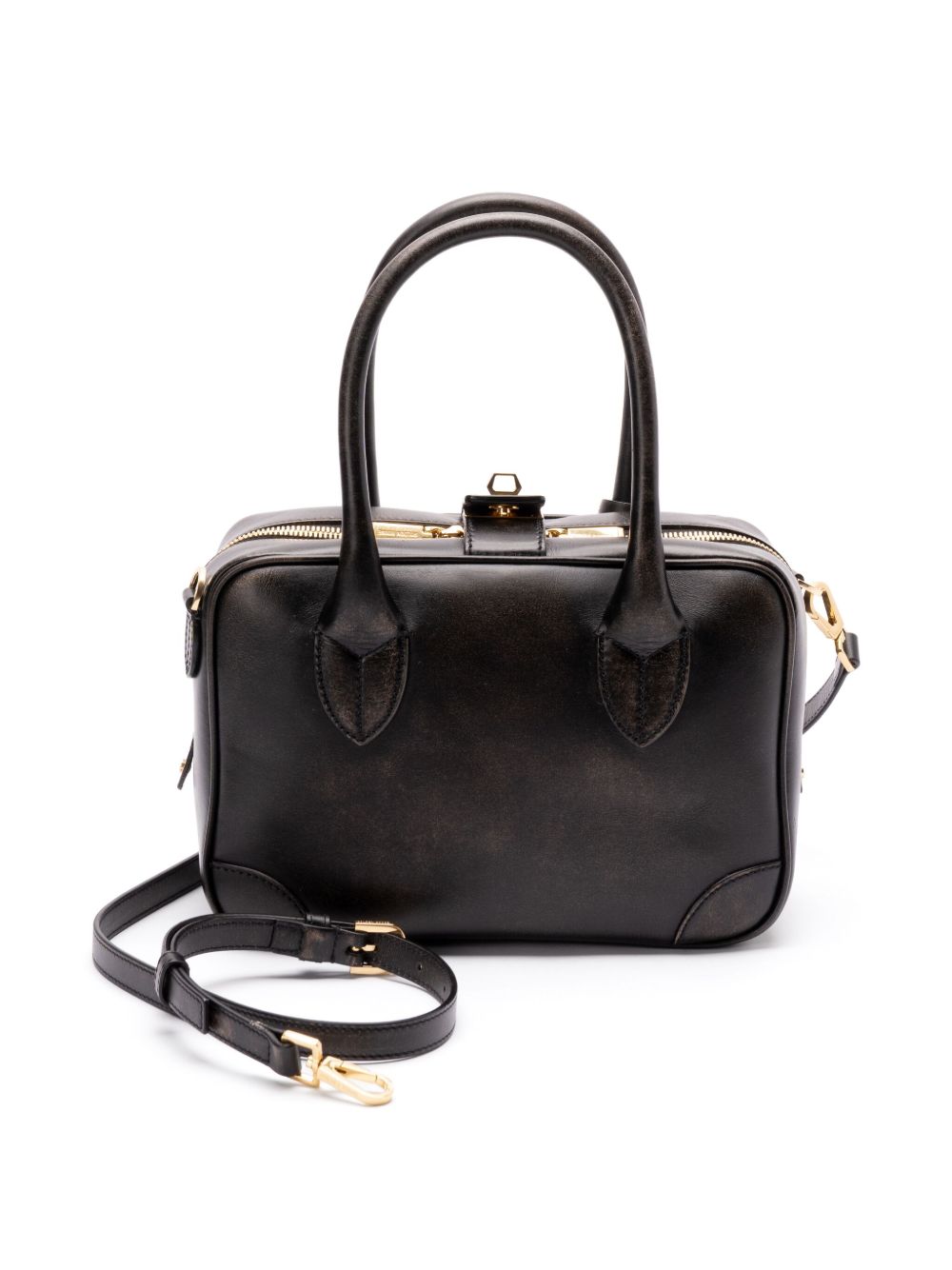 Golden Goose Vita Bag in smooth black leather and gold details Golden Goose