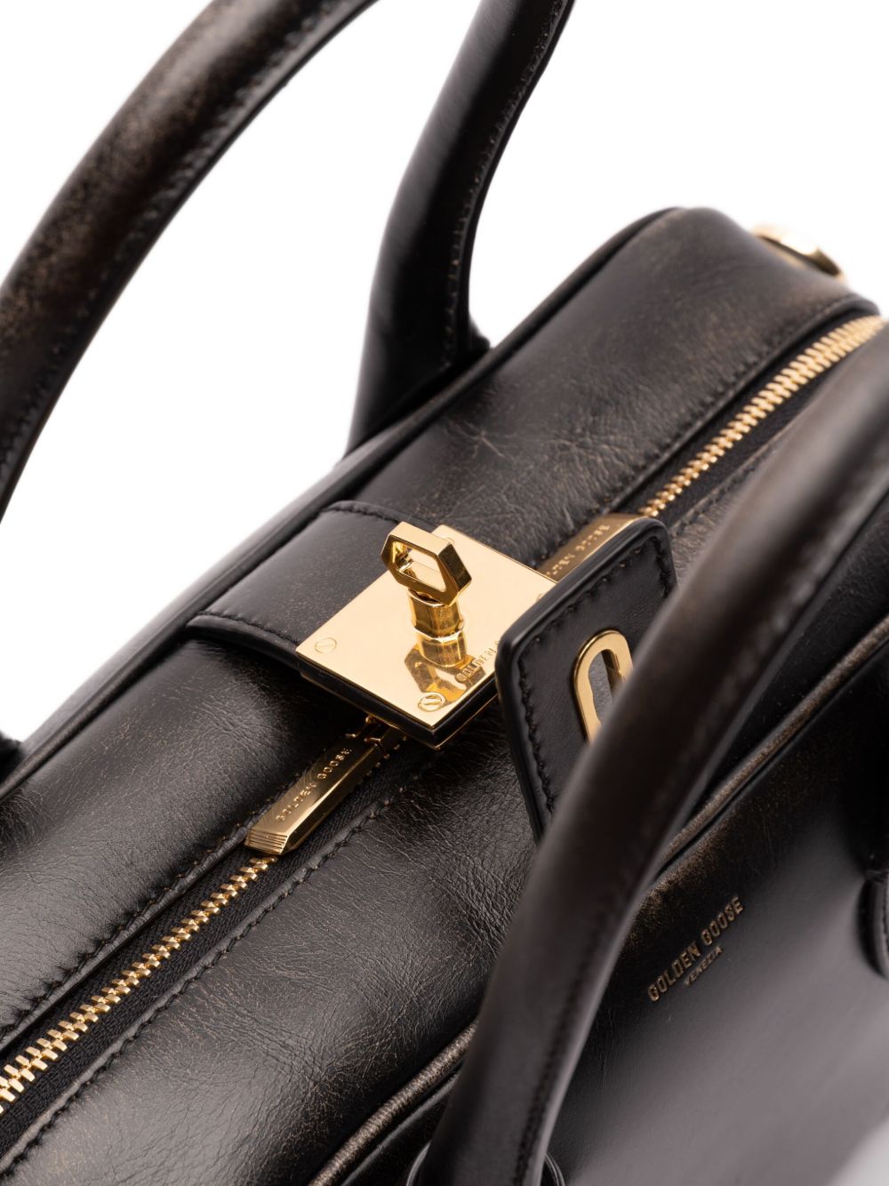 Golden Goose Vita Bag in smooth black leather and gold details Golden Goose