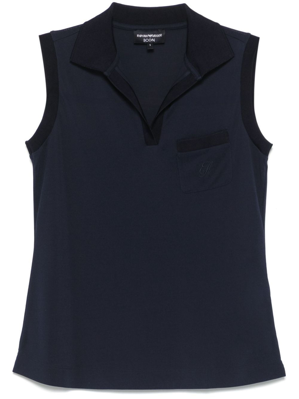Emporio Armani Icon micro piquet crepe jersey top Emporio Armani