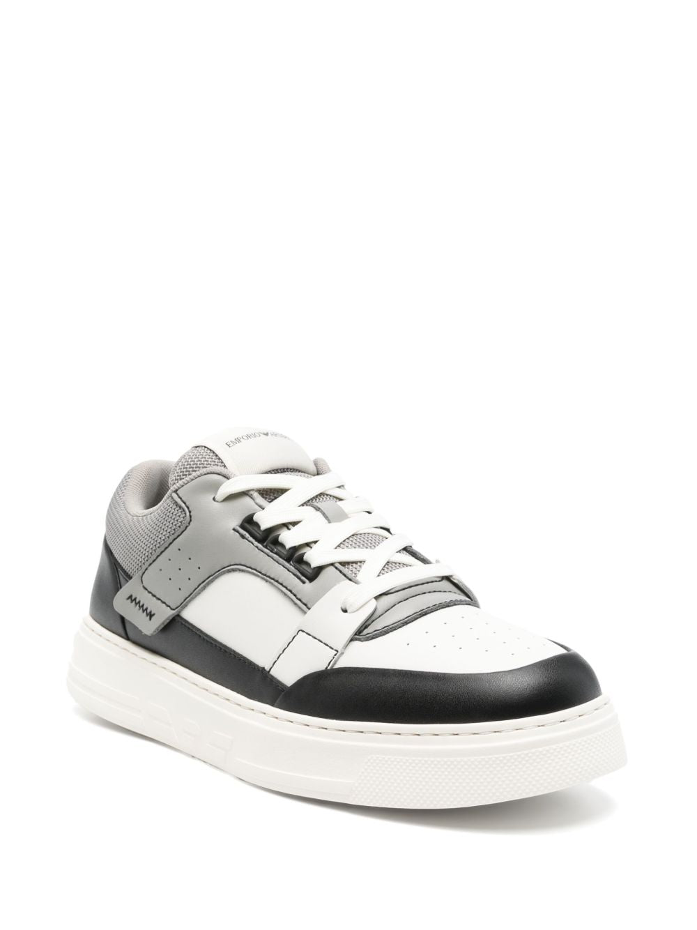 Emporio Armani Leather and mesh sneakers with contrasting details