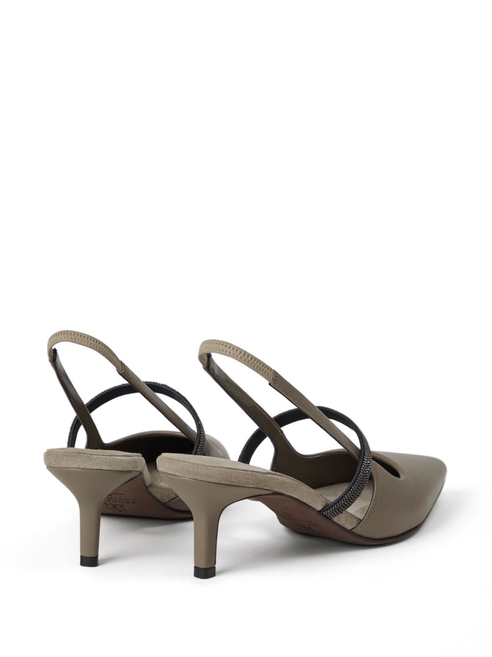 Brunello Cucinelli City Heels in Nappa Leather with Shiny Strap Brunello Cucinelli