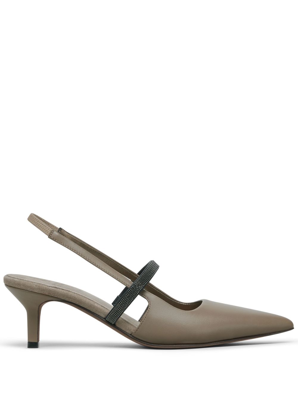 Brunello Cucinelli City Heels in Nappa Leather with Shiny Strap Brunello Cucinelli