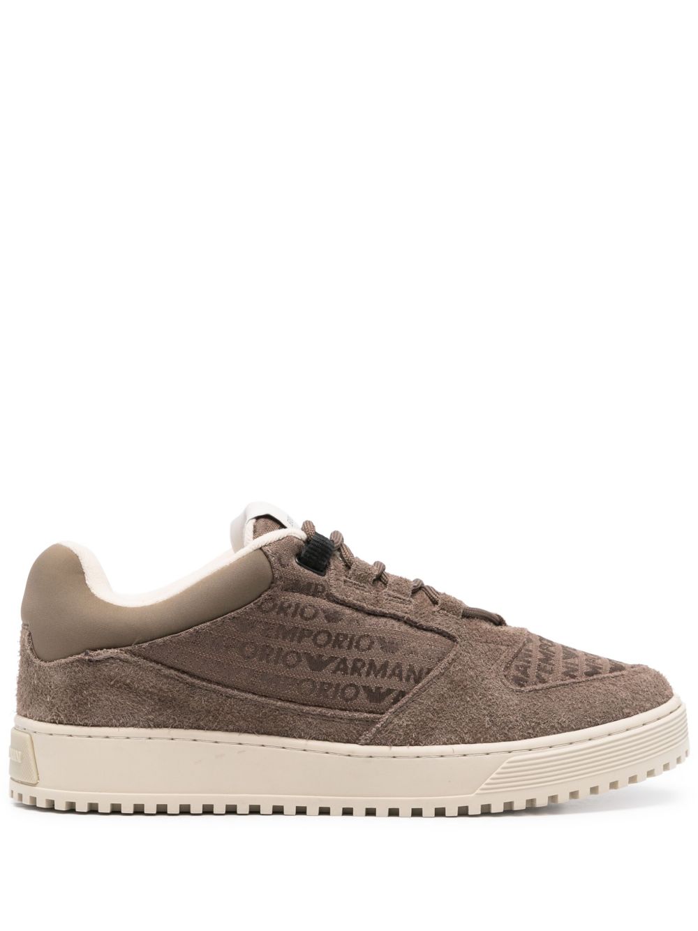 Emporio Armani Sneakers in suede and jacquard with logo lettering Emporio Armani