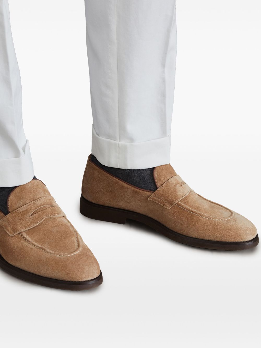 Brunello Cucinelli Penny Loafer in washed suede Brunello Cucinelli