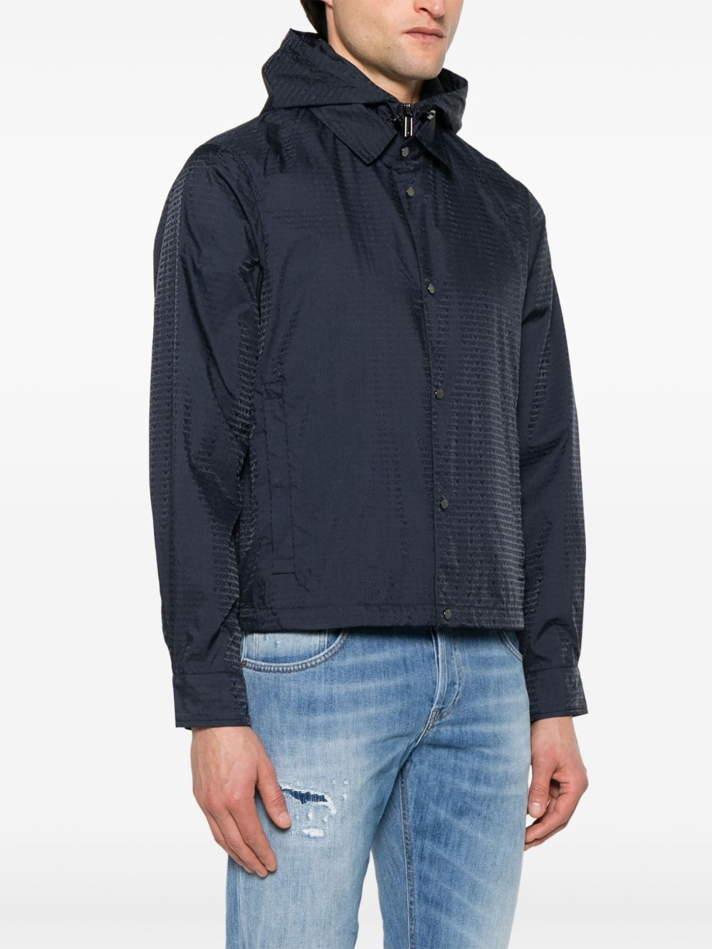 Emporio Armani Blouson with internal nylon bib jacquard all-over lettering Emporio Armani
