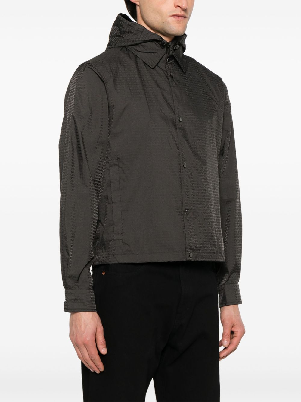 Emporio Armani Blouson with internal nylon bib jacquard all-over lettering Emporio Armani