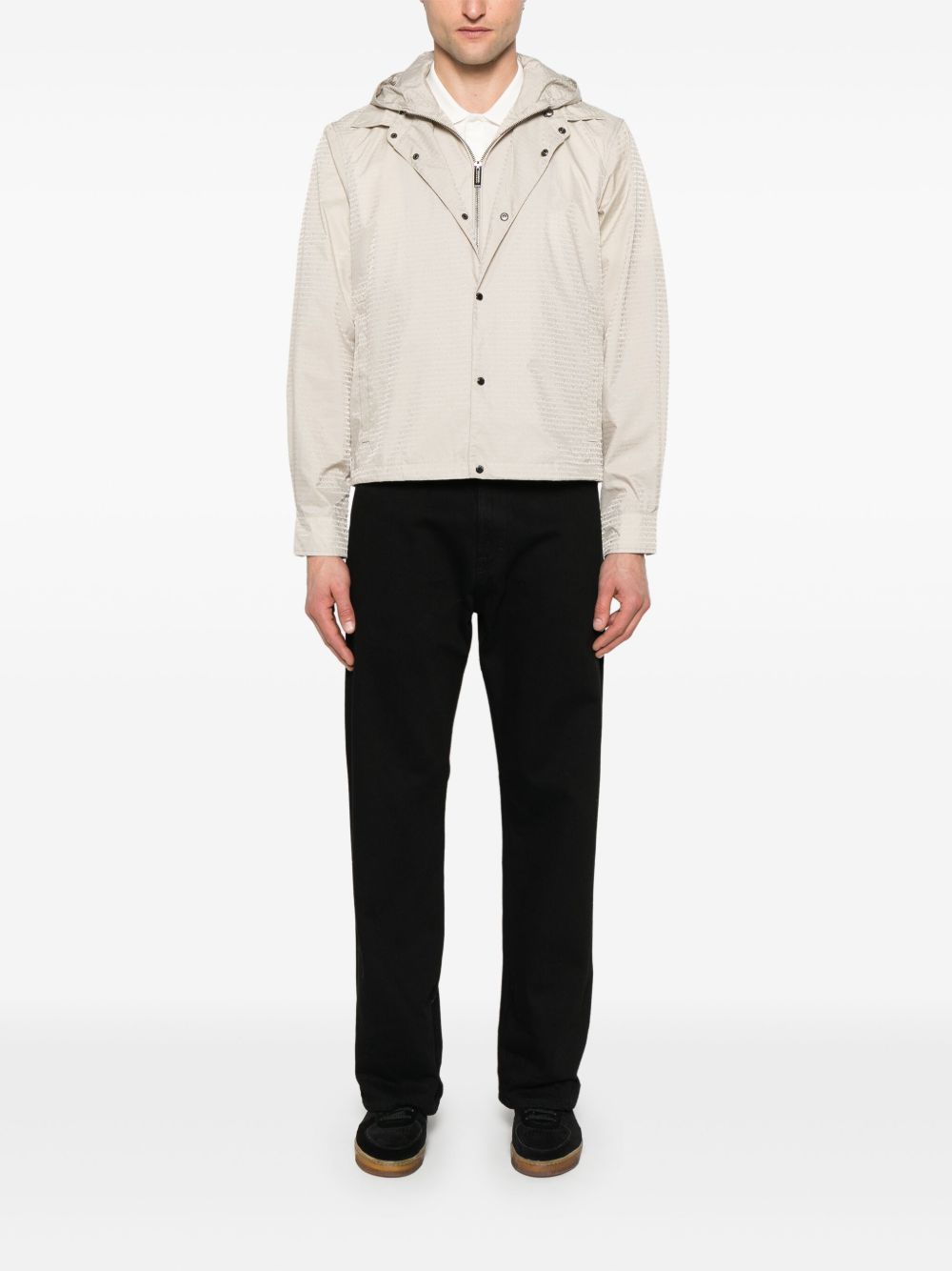 Emporio Armani Blouson with internal nylon bib jacquard all-over lettering Emporio Armani