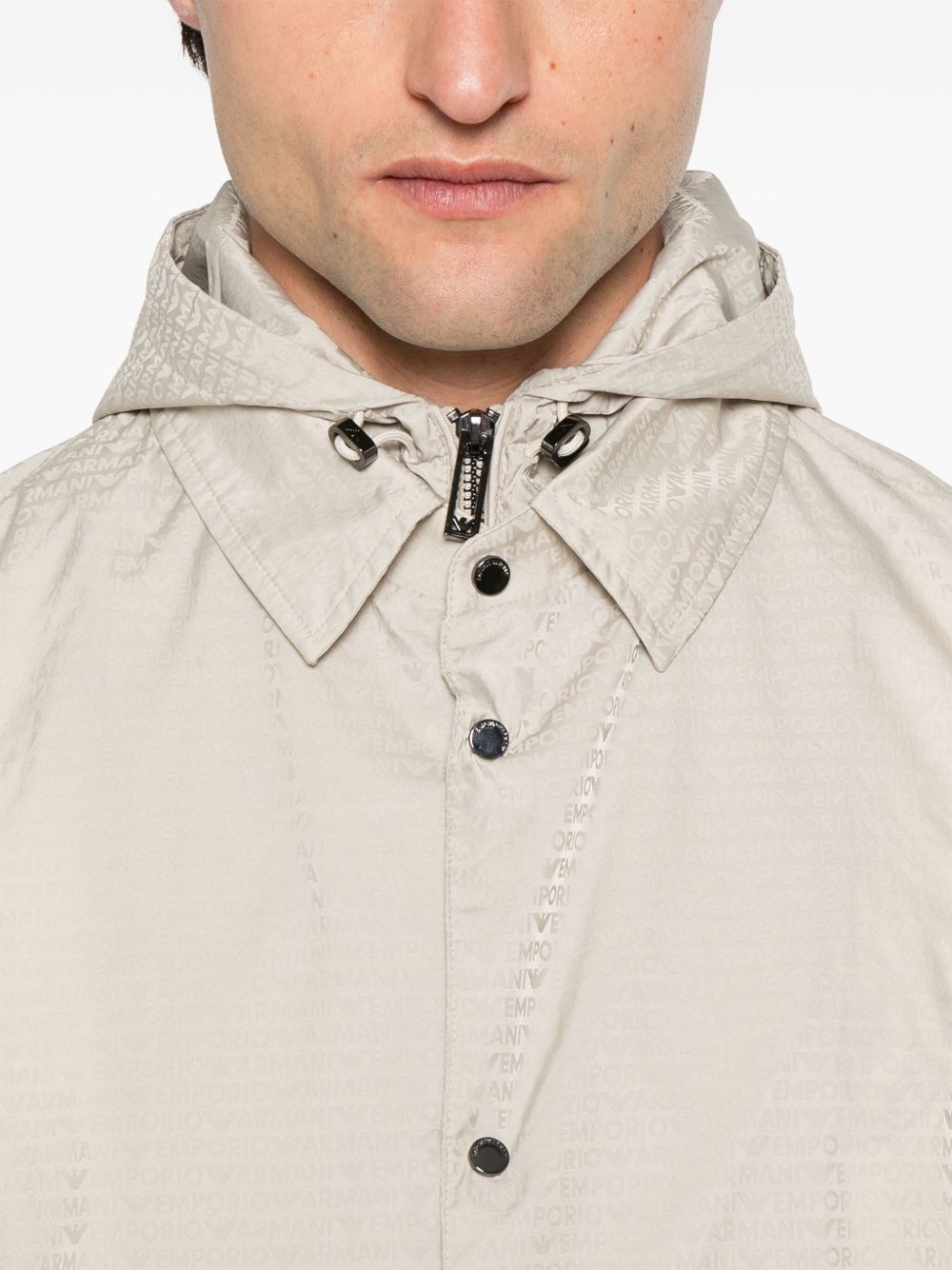 Emporio Armani Blouson with internal nylon bib jacquard all-over lettering Emporio Armani