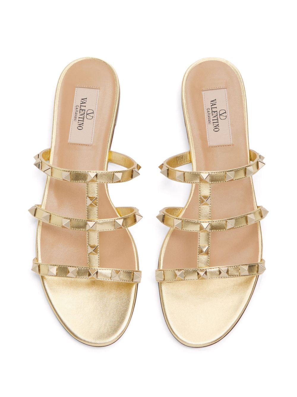 Valentino Garavani Slide Rockstud Sandal In Laminated Nappa Valentino Garavani