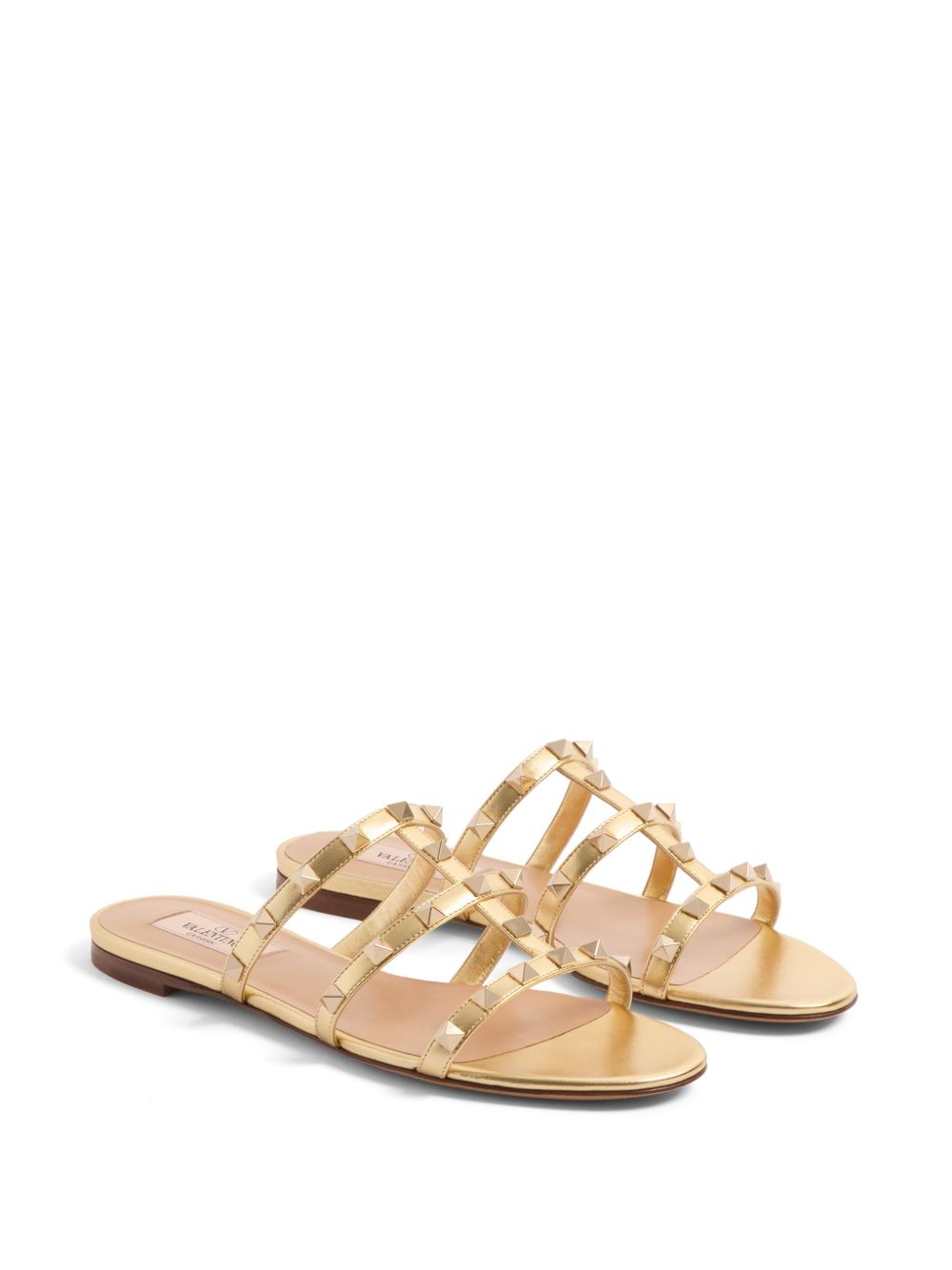 Valentino Garavani Slide Rockstud Sandal In Laminated Nappa Valentino Garavani