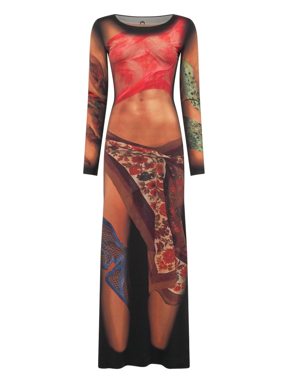 Marine Serre Draped Statue Long Jersey Dress Marine Serre