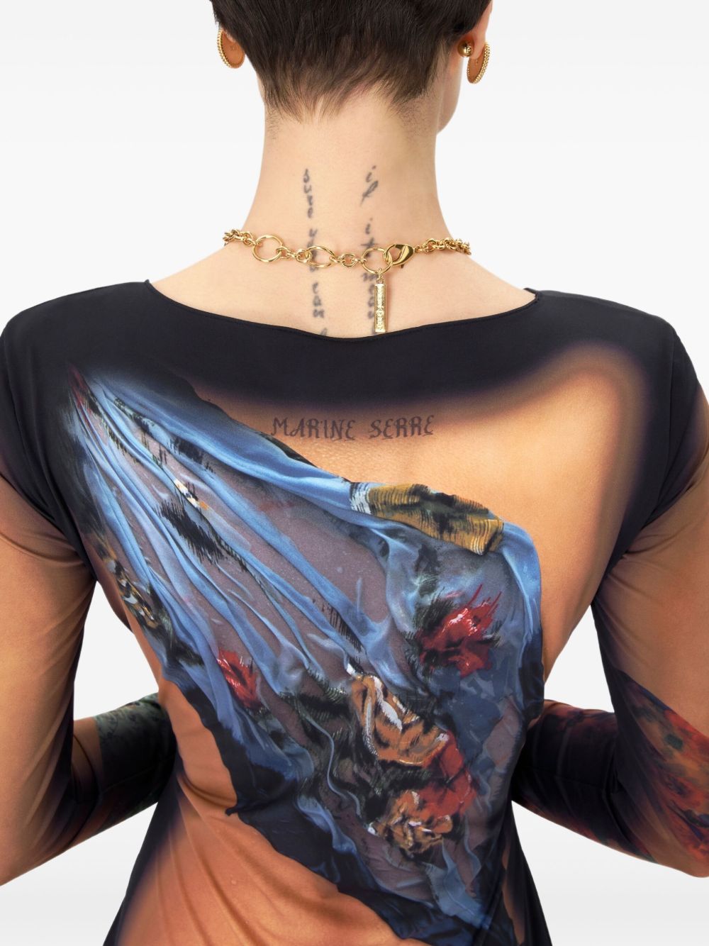 Marine Serre Draped Statue Long Jersey Dress Marine Serre