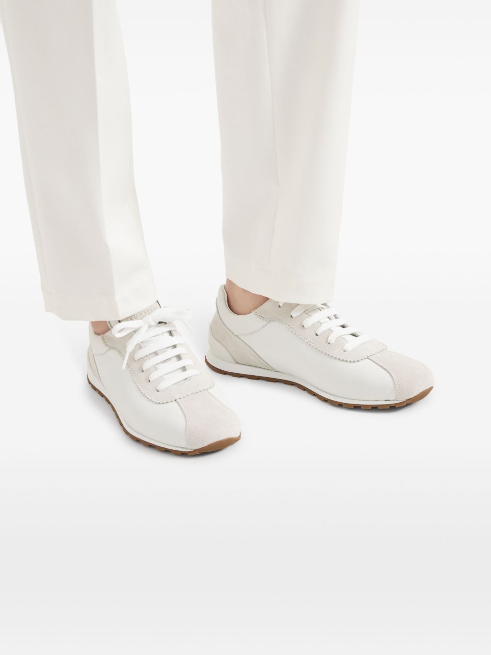 Brunello Cucinelli Suede and calfskin runners with monili Brunello Cucinelli