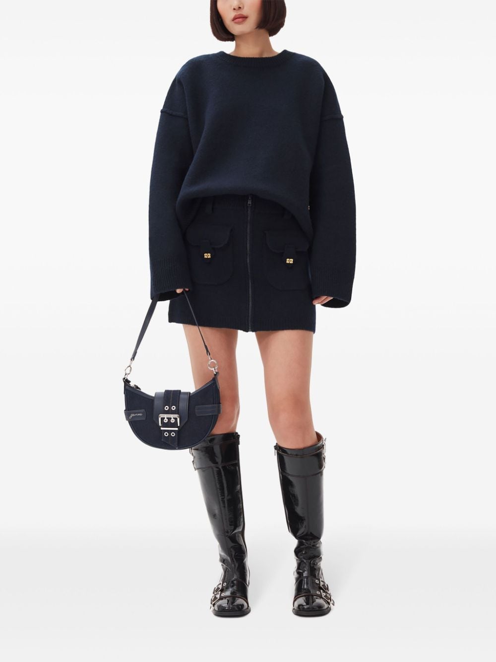 Ganni Buckle small denim cross-body bag Ganni