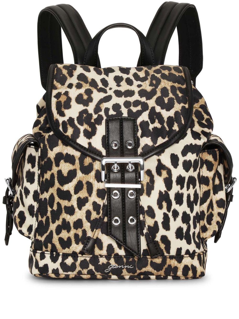 Ganni Leopard Small Nylon Bucky Backpack Ganni