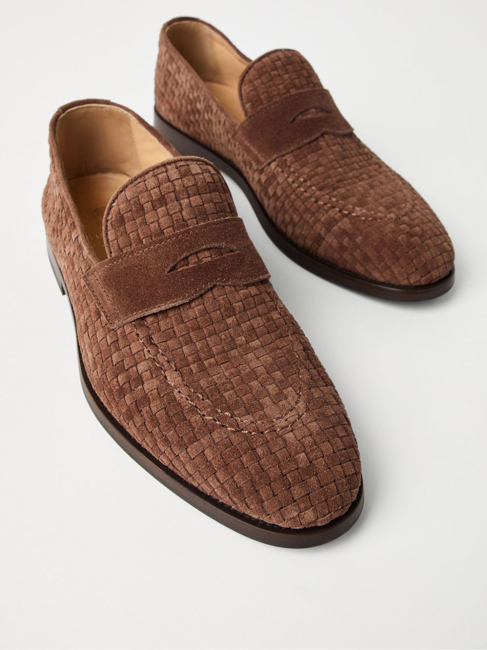 Brunello Cucinelli Penny Loafer in woven suede Brunello Cucinelli