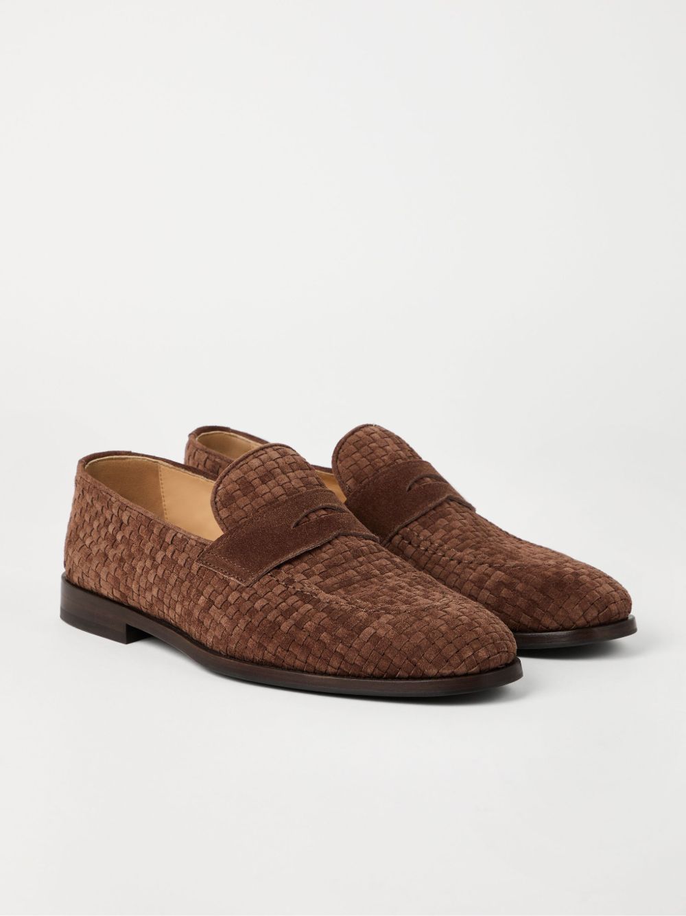 Brunello Cucinelli Penny Loafer in woven suede Brunello Cucinelli