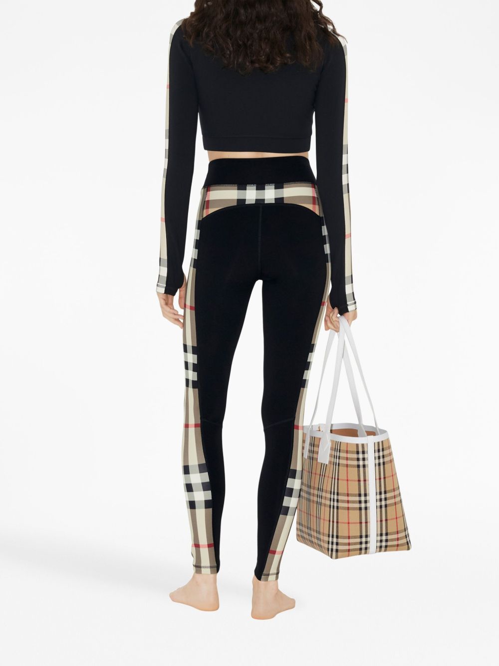 Burberry Stretch jersey leggings with Check finishes Burberry