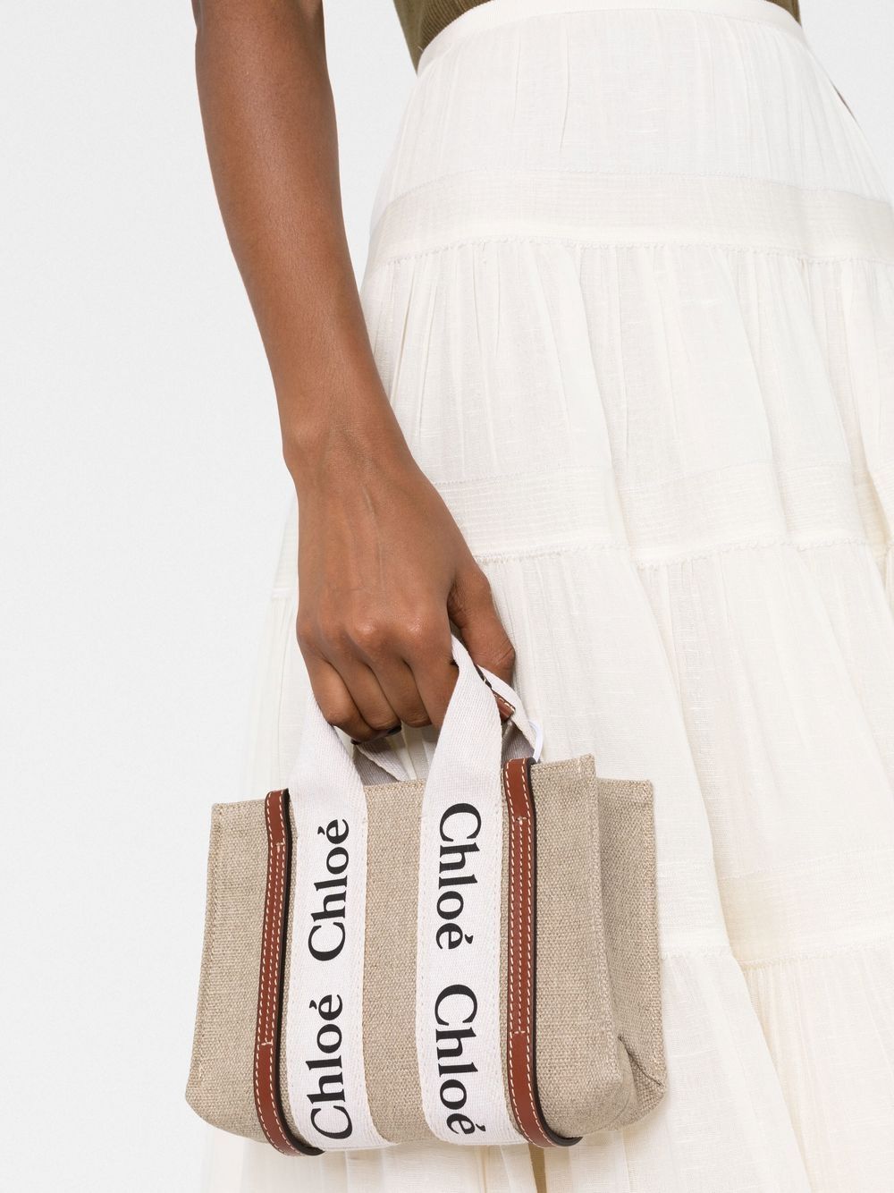 Chloé Woody small linen tote bag Chloé