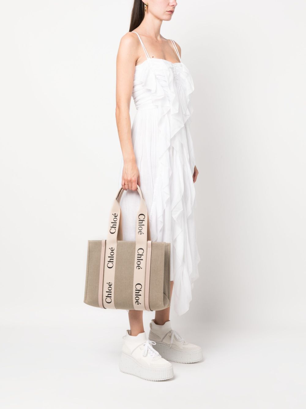 Chloé Woody canvas medium tote bag Chloé