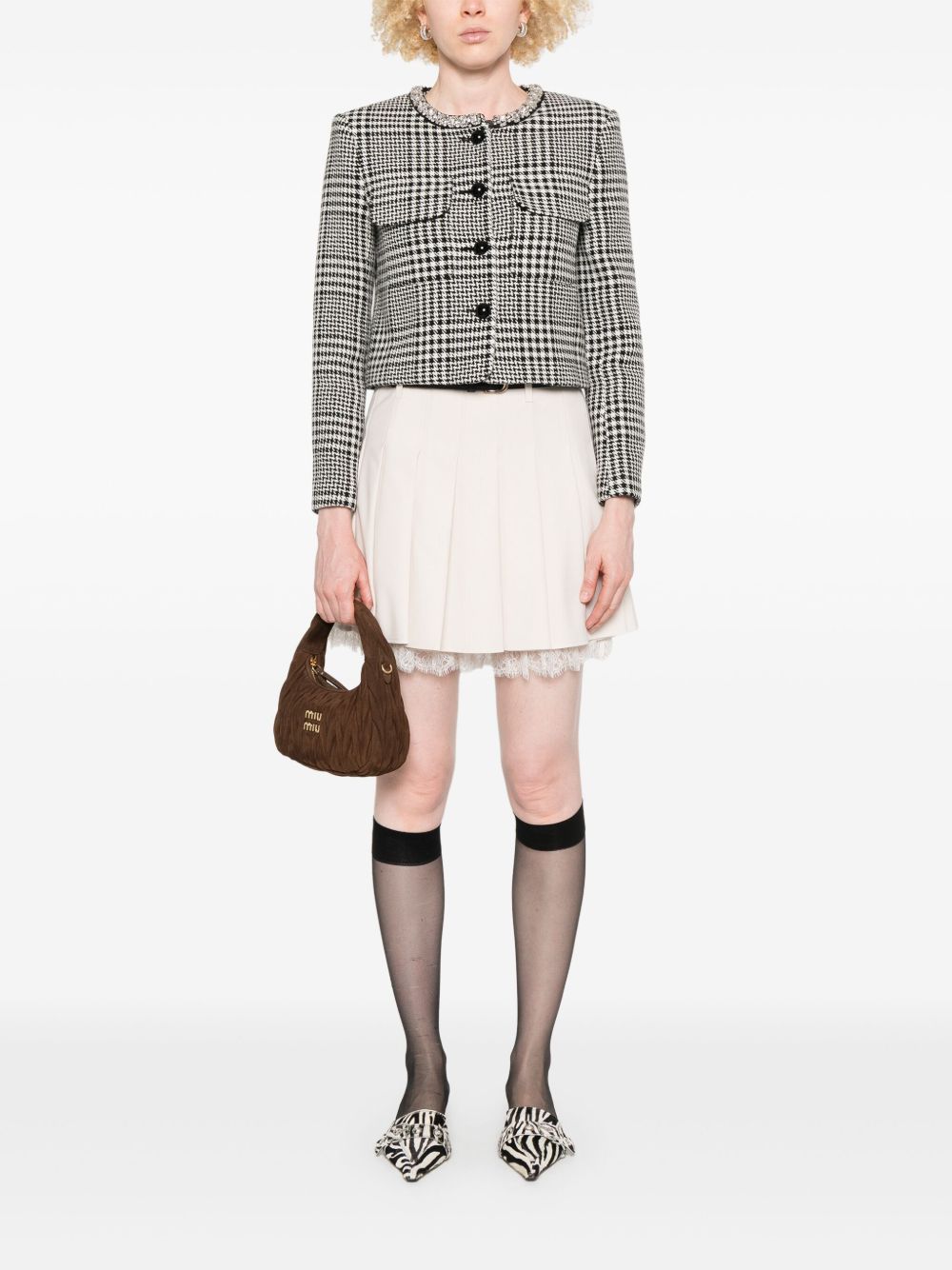 Self-Portrait Houndstooth crop jacket Self-Portrait