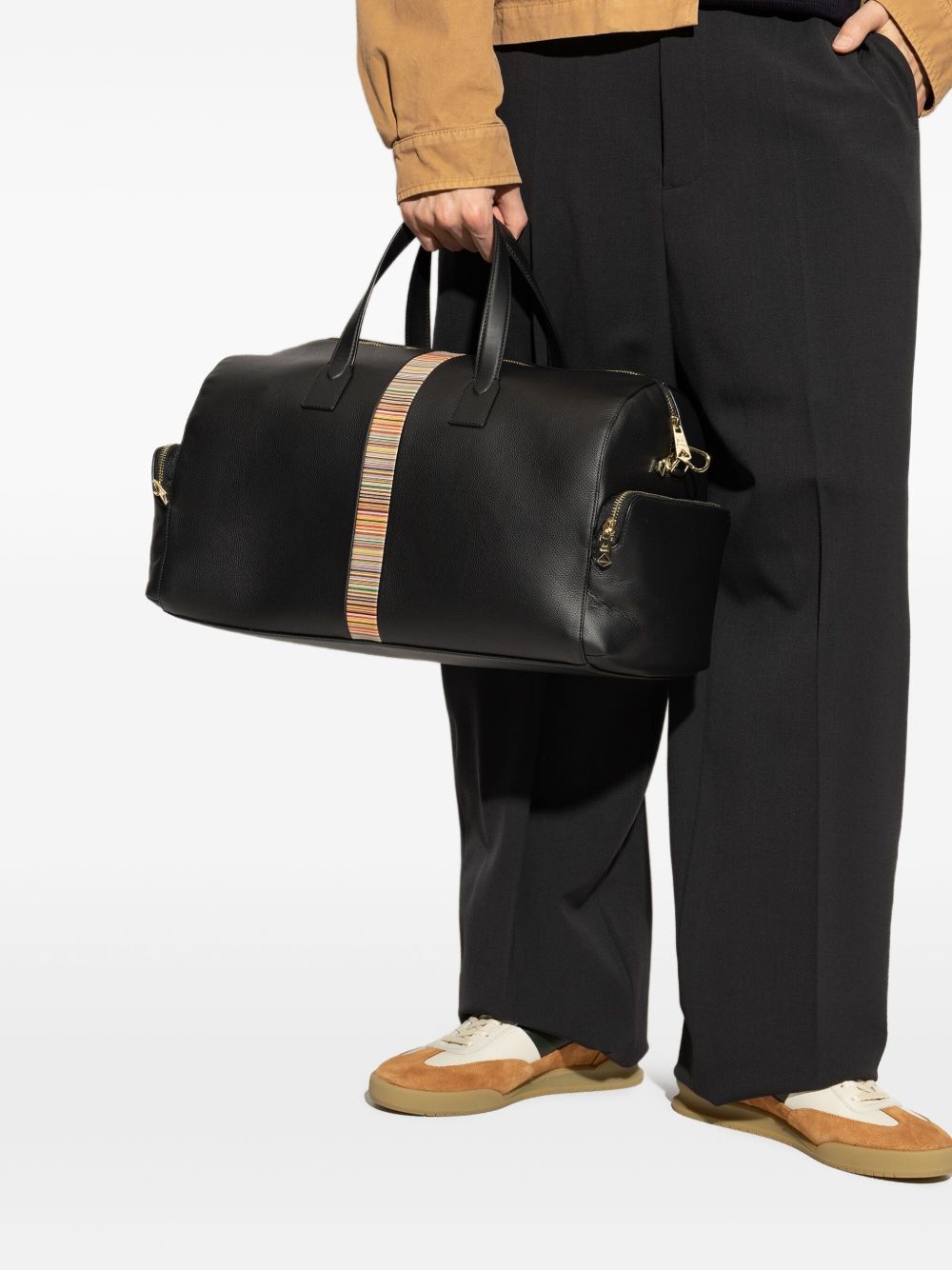 Paul Smith Leather 'Signature Stripe' Trim Holdall Paul Smith