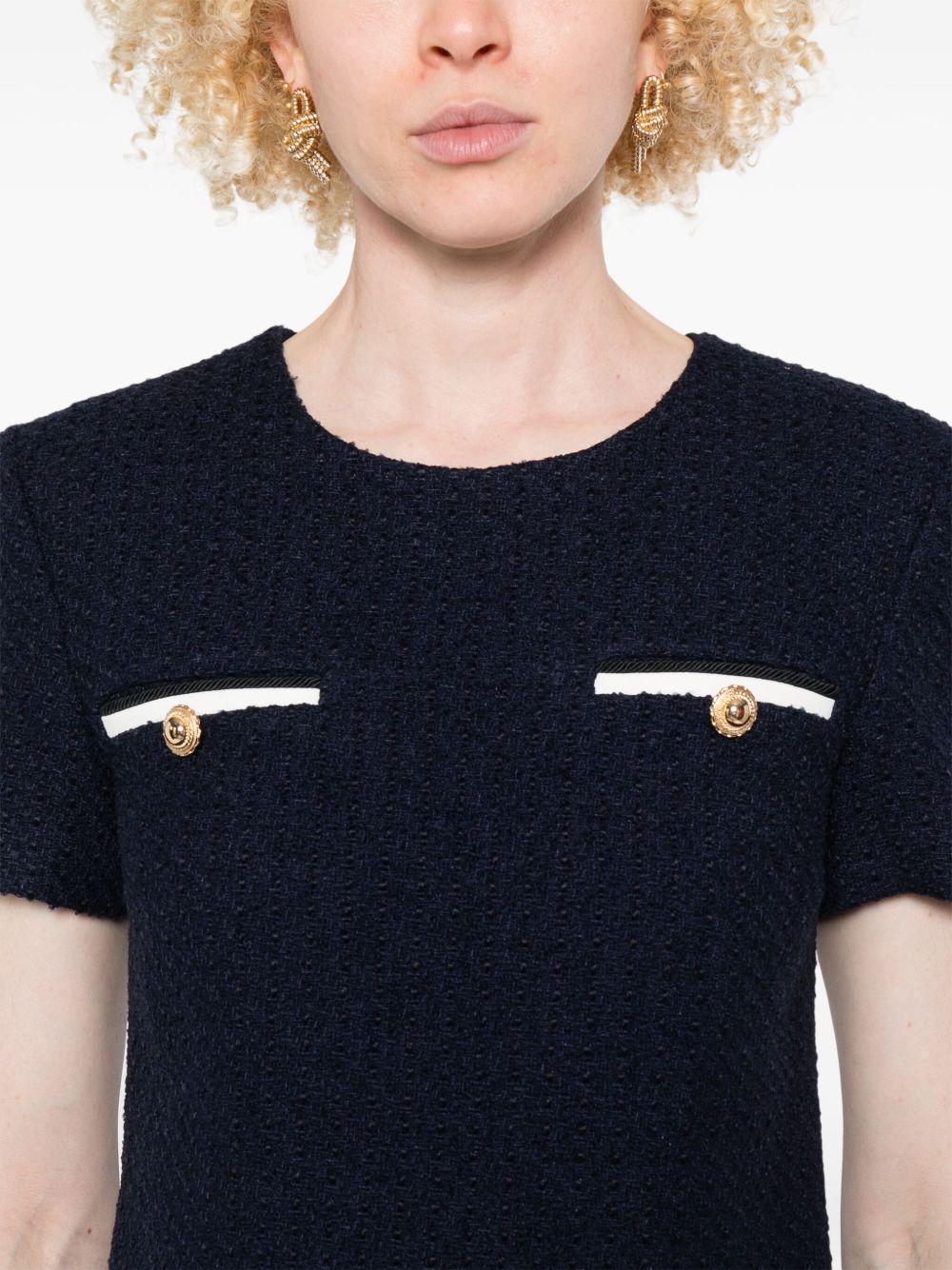 Self-Portrait Short tweed dress with belt Self-Portrait