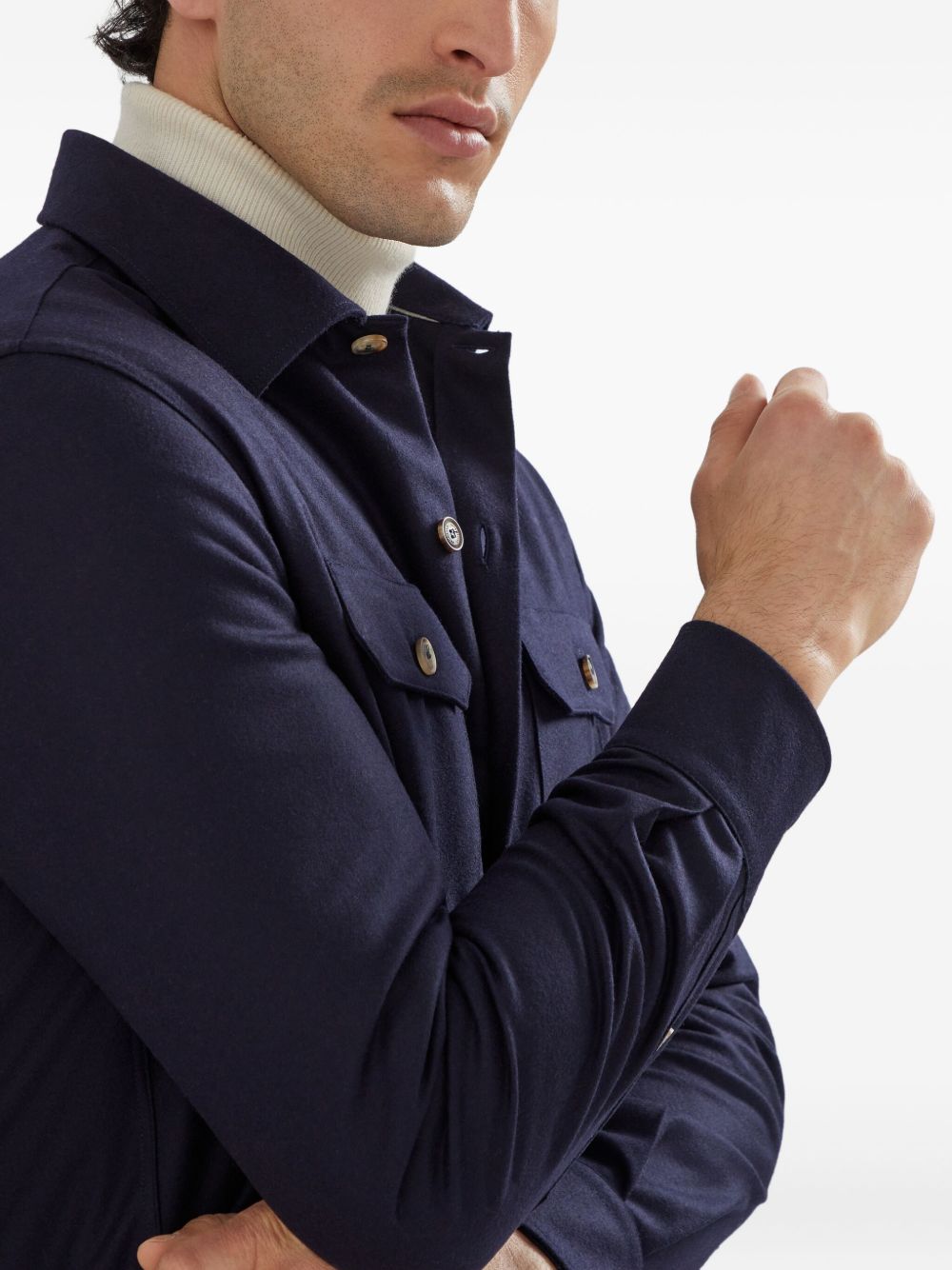 Brunello Cucinelli Virgin wool flannel overshirt with chest pockets Brunello Cucinelli