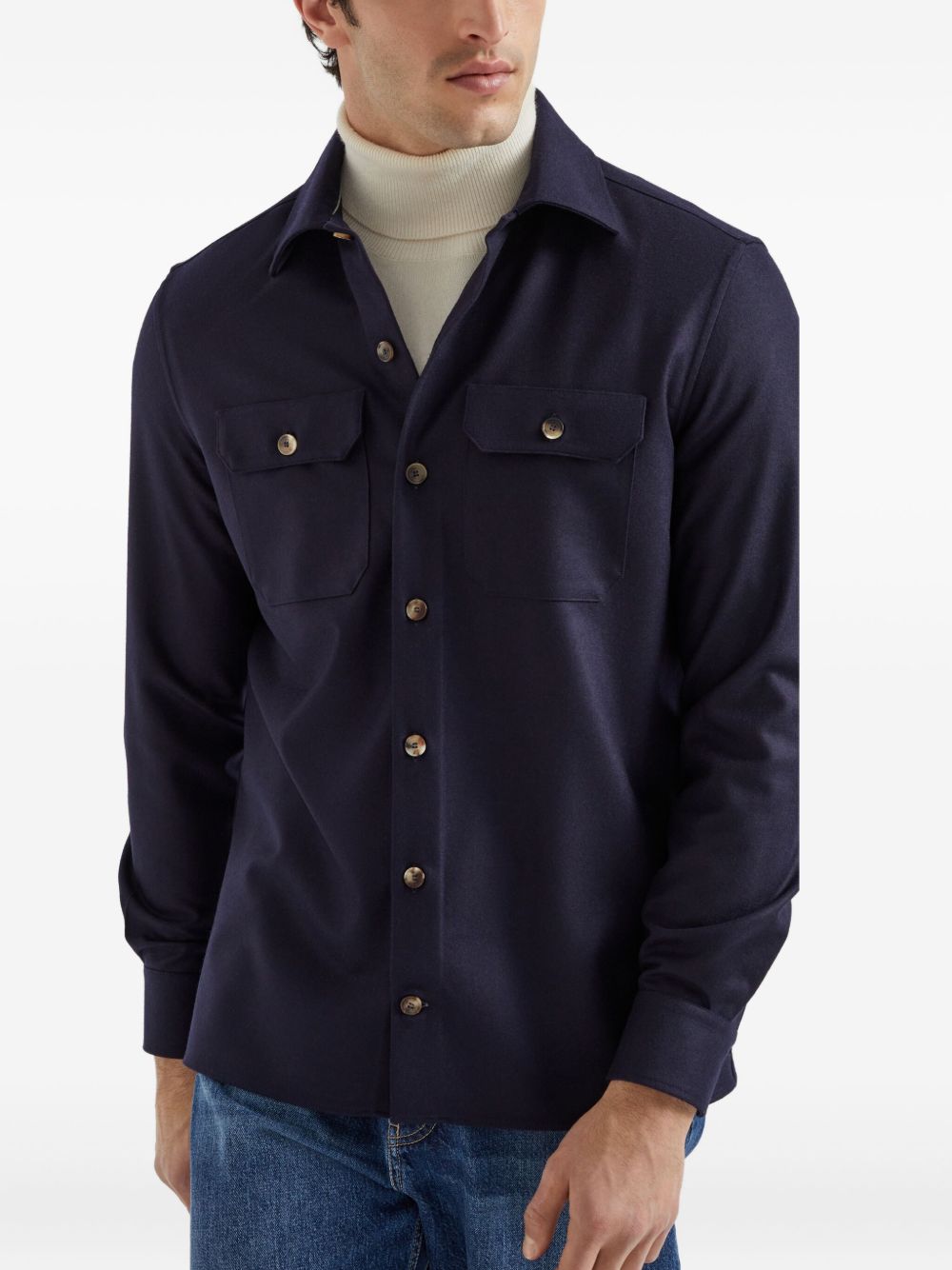 Brunello Cucinelli Virgin wool flannel overshirt with chest pockets Brunello Cucinelli
