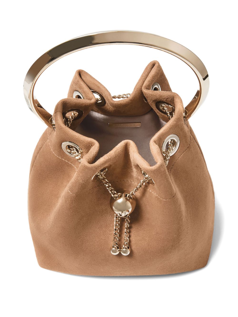 Jimmy Choo Toffee Suede Bag With Pearl Closure Jimmy Choo