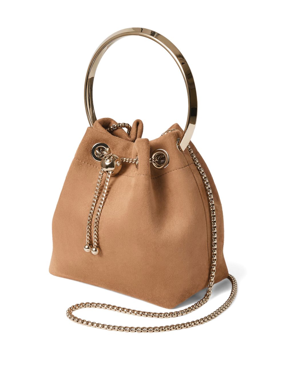 Jimmy Choo Toffee Suede Bag With Pearl Closure Jimmy Choo