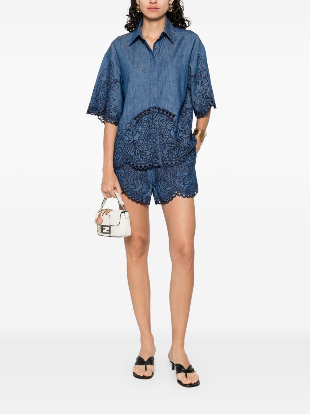 Zimmermann Coco embroidered denim shorts Zimmermann