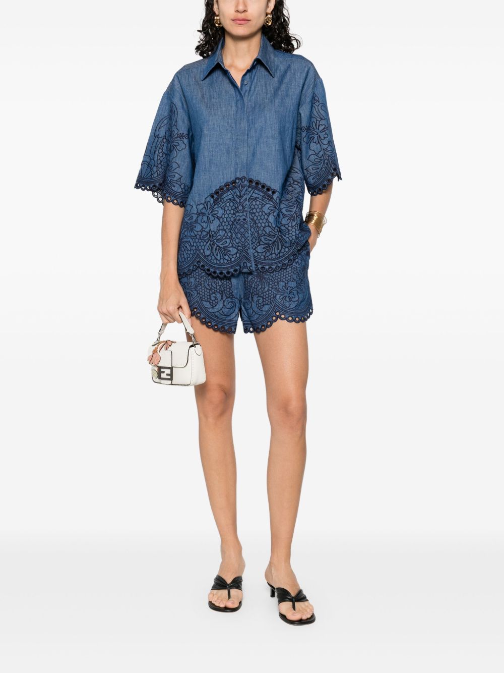 Zimmermann Coco Embroidered Denim Shirt Zimmermann