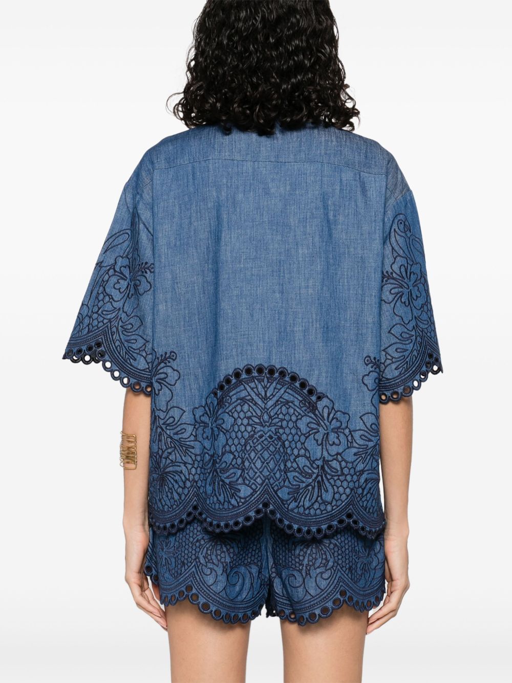 Zimmermann Coco Embroidered Denim Shirt Zimmermann