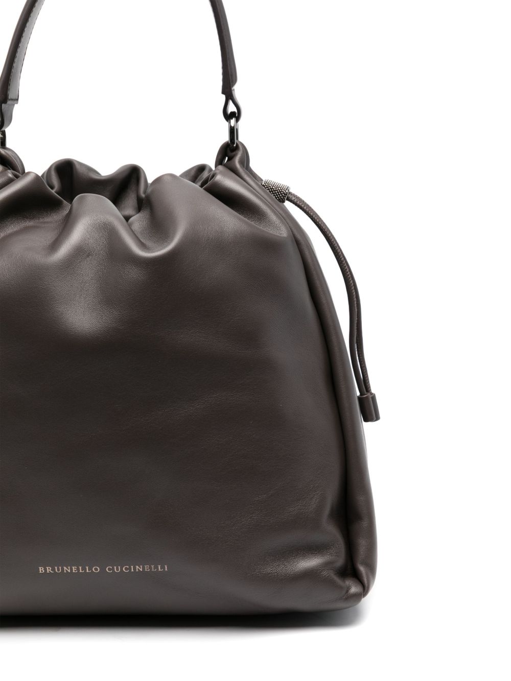 Brunello Cucinelli Mellow small bucket bag in soft leather with monili Brunello Cucinelli